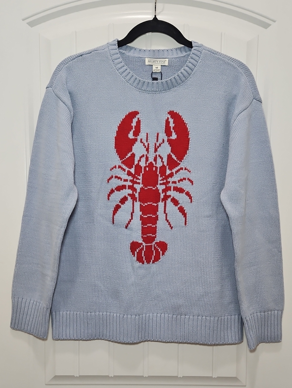 Mighty Fine Blue Crewneck Lobster Sweater New Medium Women's Comfort